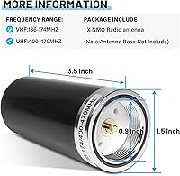 Vista 7 de Anina Antena GMRS de ganancia 3DB con montaje NMO, UHF de doble banda VHF 136-174MHz 400-470MHz, antena de 3.5 pulgadas, conexión NMO para Midland