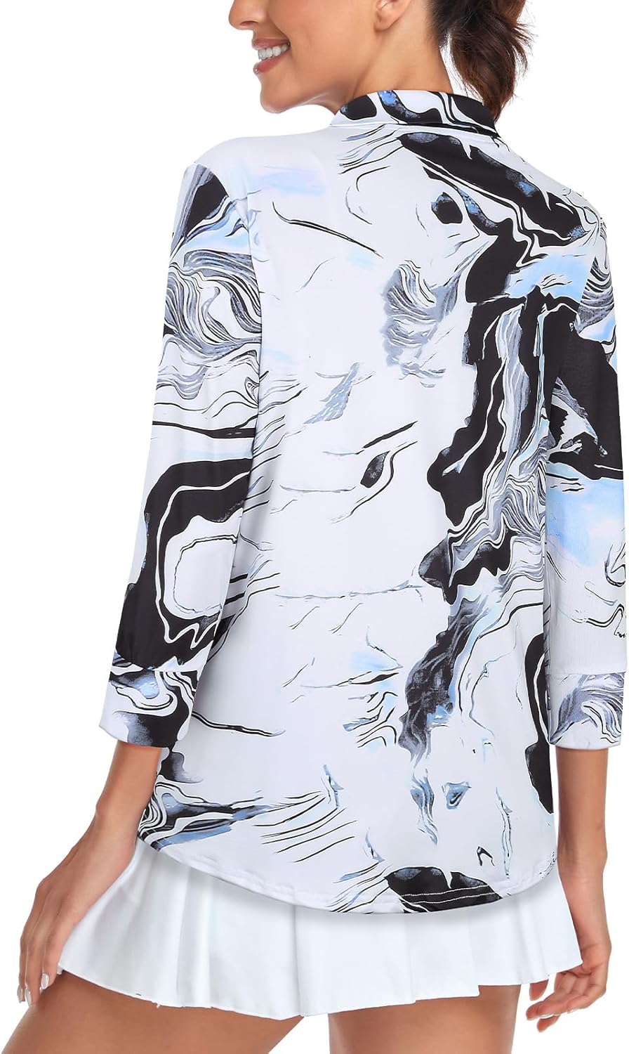 Viracy 3/4 Sleeve Womens Golf Shirts Quick Dry Quarter Zip Workout Tennis Polo Tops with Pocket - Image 3