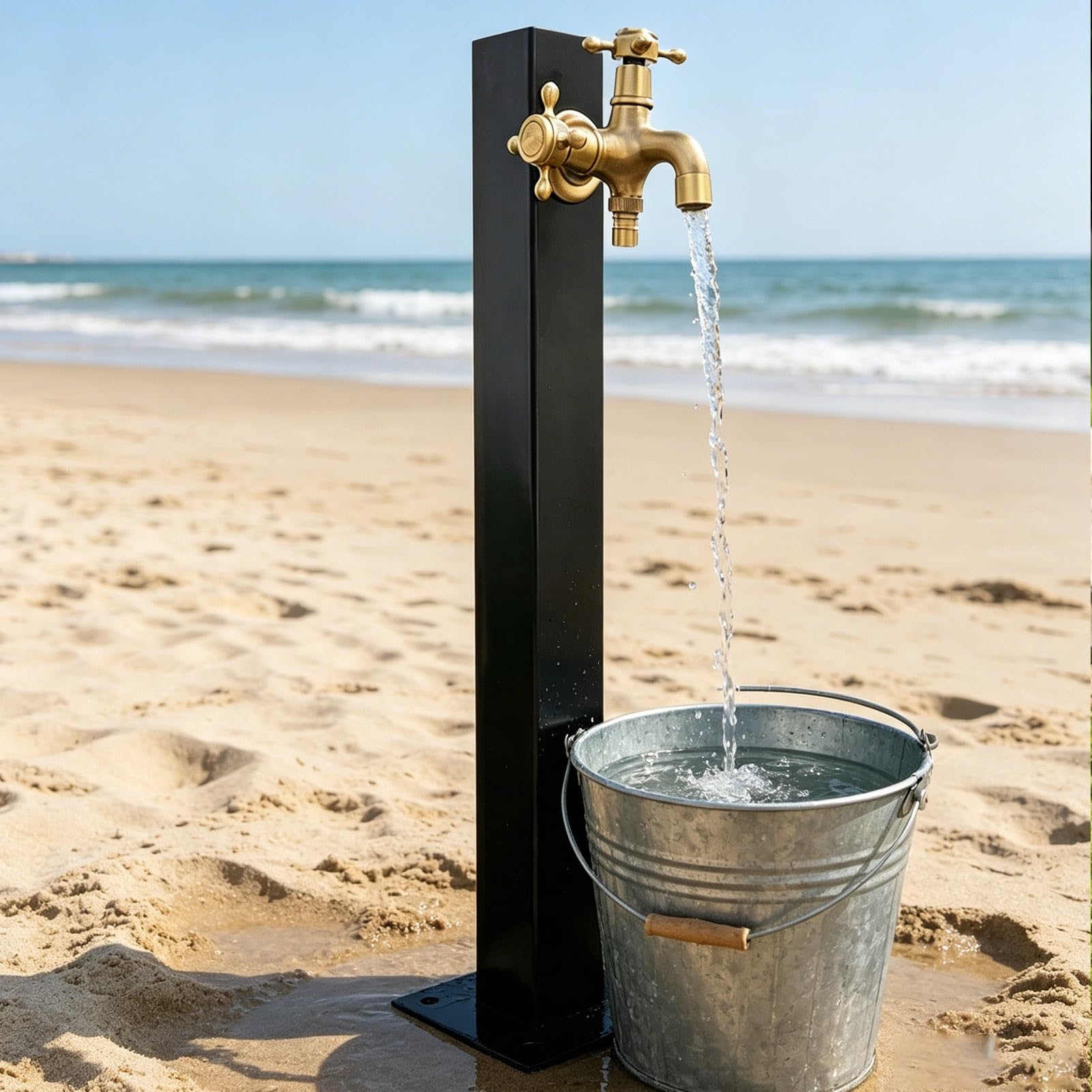 Gaommini Square A Outdoor Water Column With Faucet, Floor Mounted Hydrant Water Tap, Decorative Fountain With Faucet Retro Water Feature Post For Garden Farm Pasture Backyard(,Height: 80Cm/31.5In)