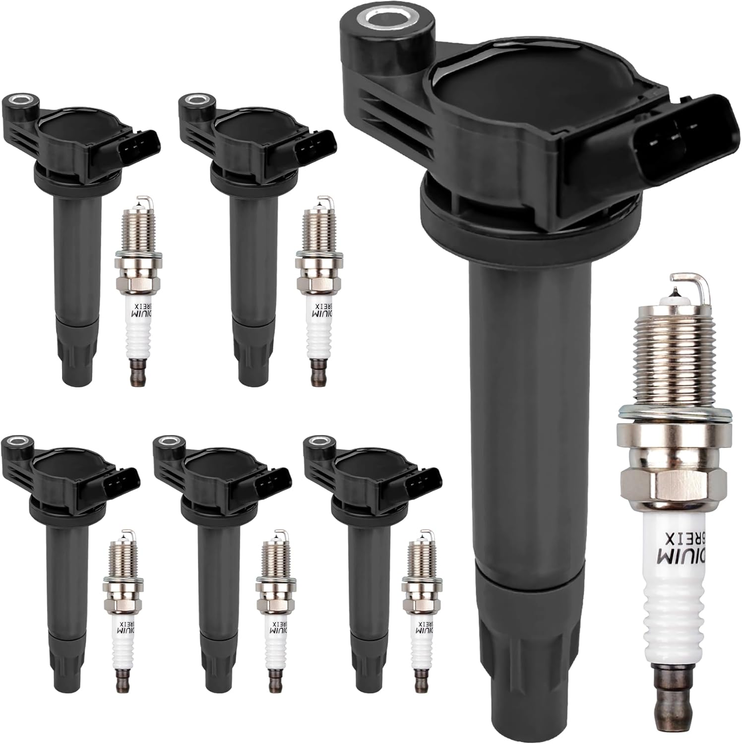 HQPASFY UF506 Ignition Coils & Iridium Spark Plugs Pack Set of 6 Compatible with Lexus ES330 RX330 RX400h 2004-2009, Toyota Camry Highlander Sienna Solara V6 3.3L 2004-2010 Repalce#E1006, C1452