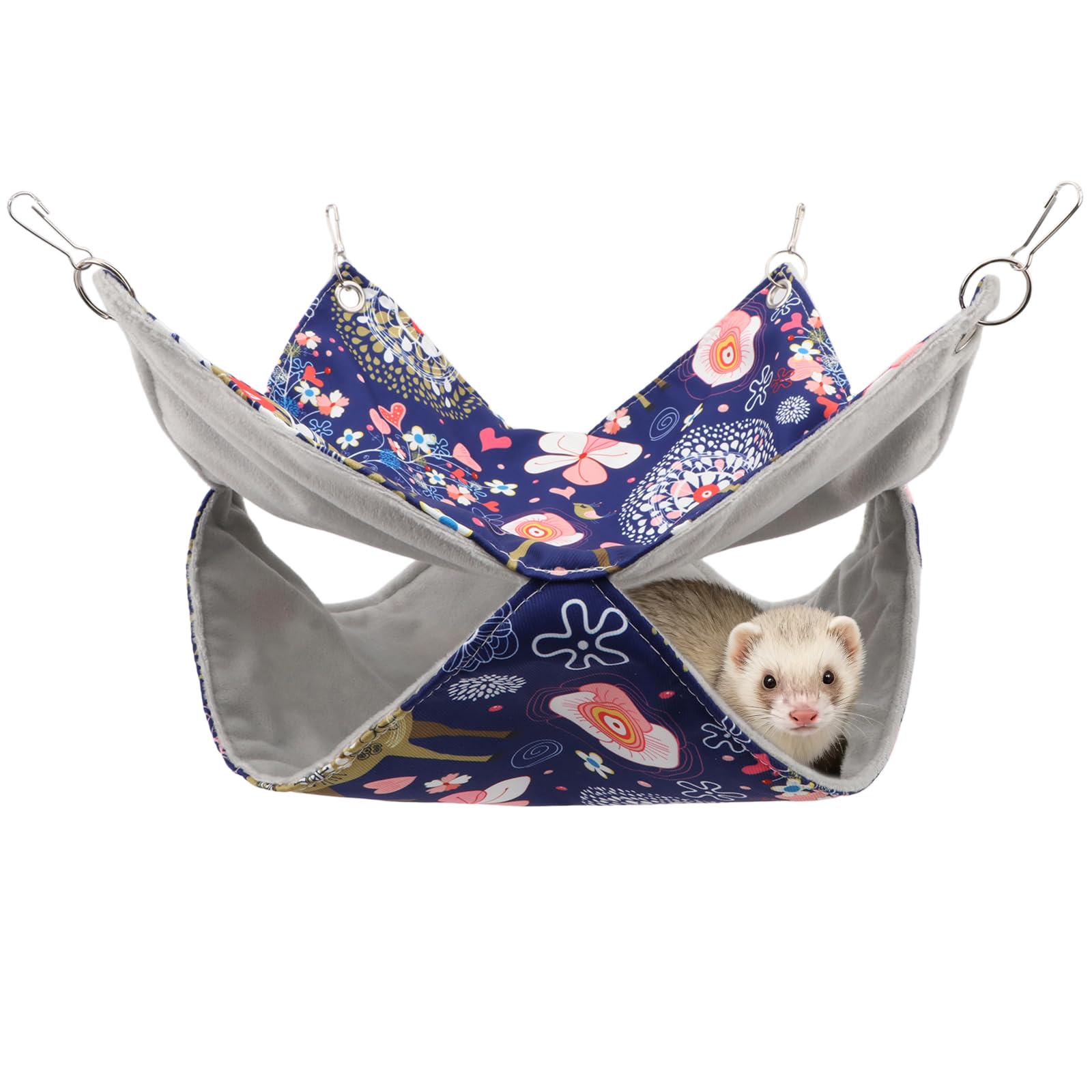 Litewoo Rat Ferret Hammock Bunk Bed for Small Animals, M, Blue Deer