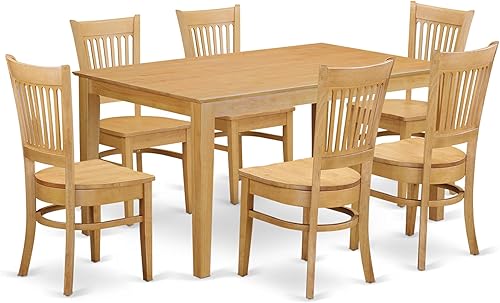 Miniatura 11 de East West Furniture CAVA7-OAK-C Juego de mesa de comedor de 7 piezas consta de una mesa rectangular de madera y 6 sillas de comedor de tela de lino,