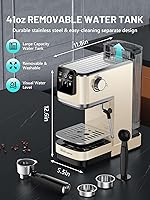 Vista 6 de Espresso Machine, 20 Bar Espresso Maker Milk Frother & LCD Panel, Hot & Iced Coffee Machine, Stainless Steel Espresso Coffee Machine with 41oz Water