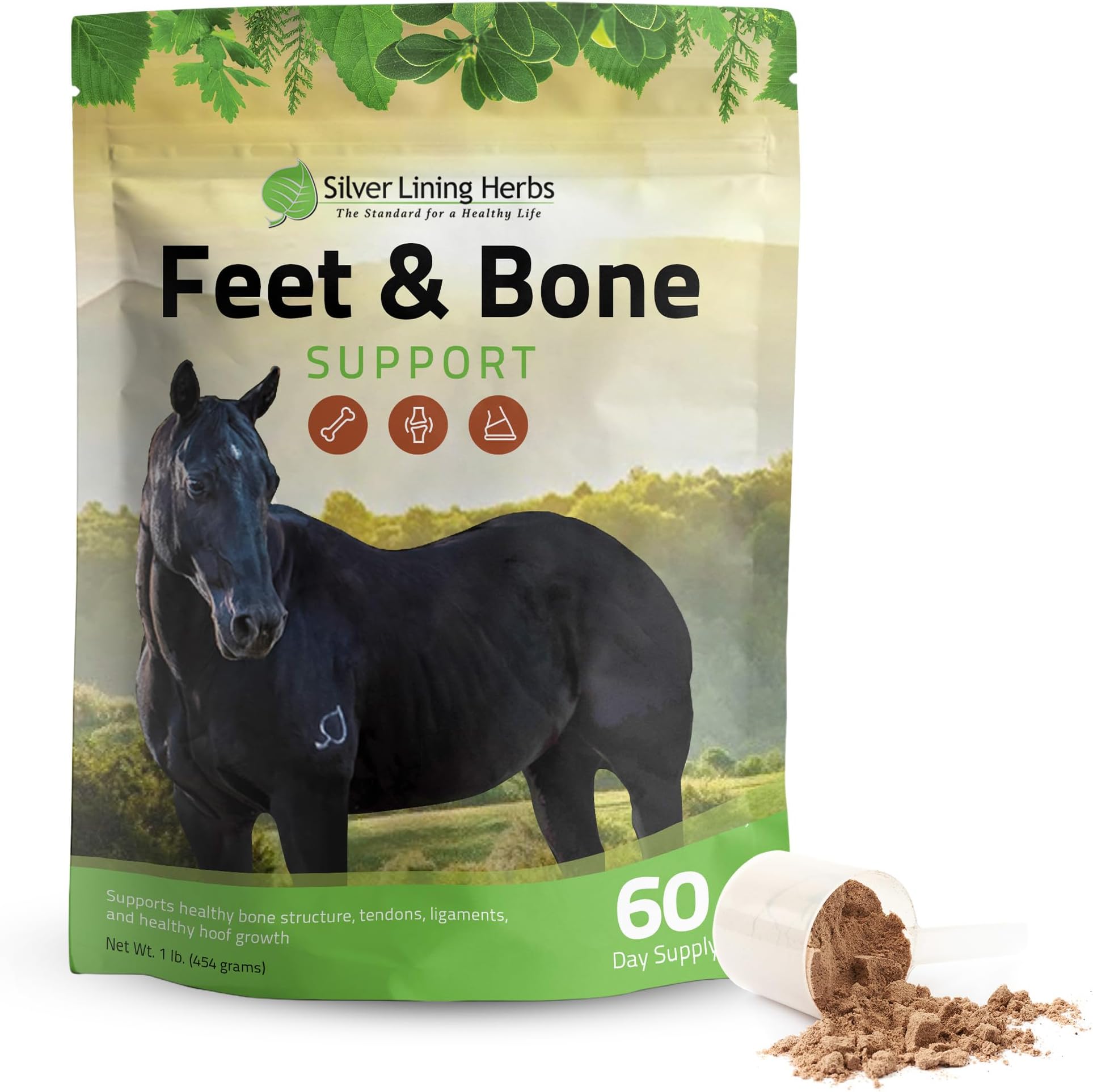 Silver Lining Herbs 12 Equine Feet and Bone Support - Supports Healthy Horse Hoof Growth - Helps Support Healthy Bones, Tendons and Ligaments - Made with Natural Herbs - 1 lb Bag