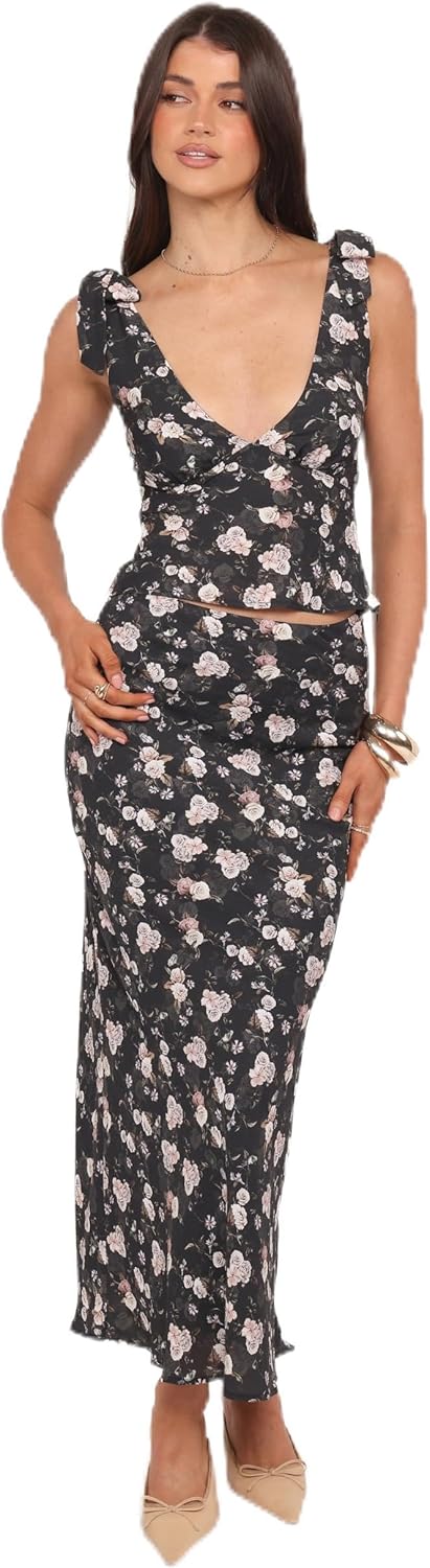 Petal & Pup Women's Giarda-Maxi-Skirt-Dark-Floral