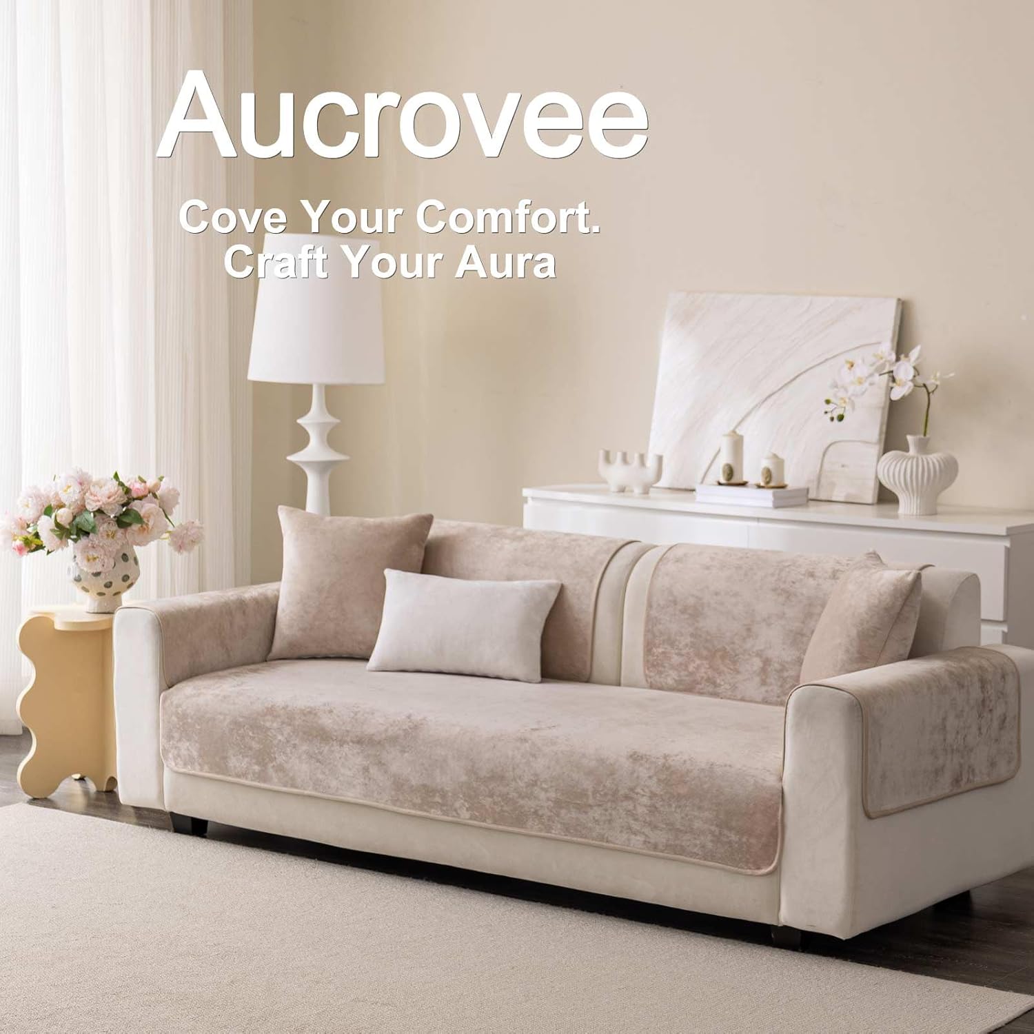 Easy Clean Couch Cover for Dogs,Non Slip Sofa Covers Washable for 3 Cushion Couch Sofa Sectional Sofa Slipcover, Furniture Protector (1 PCS 36"x70" Khaki)