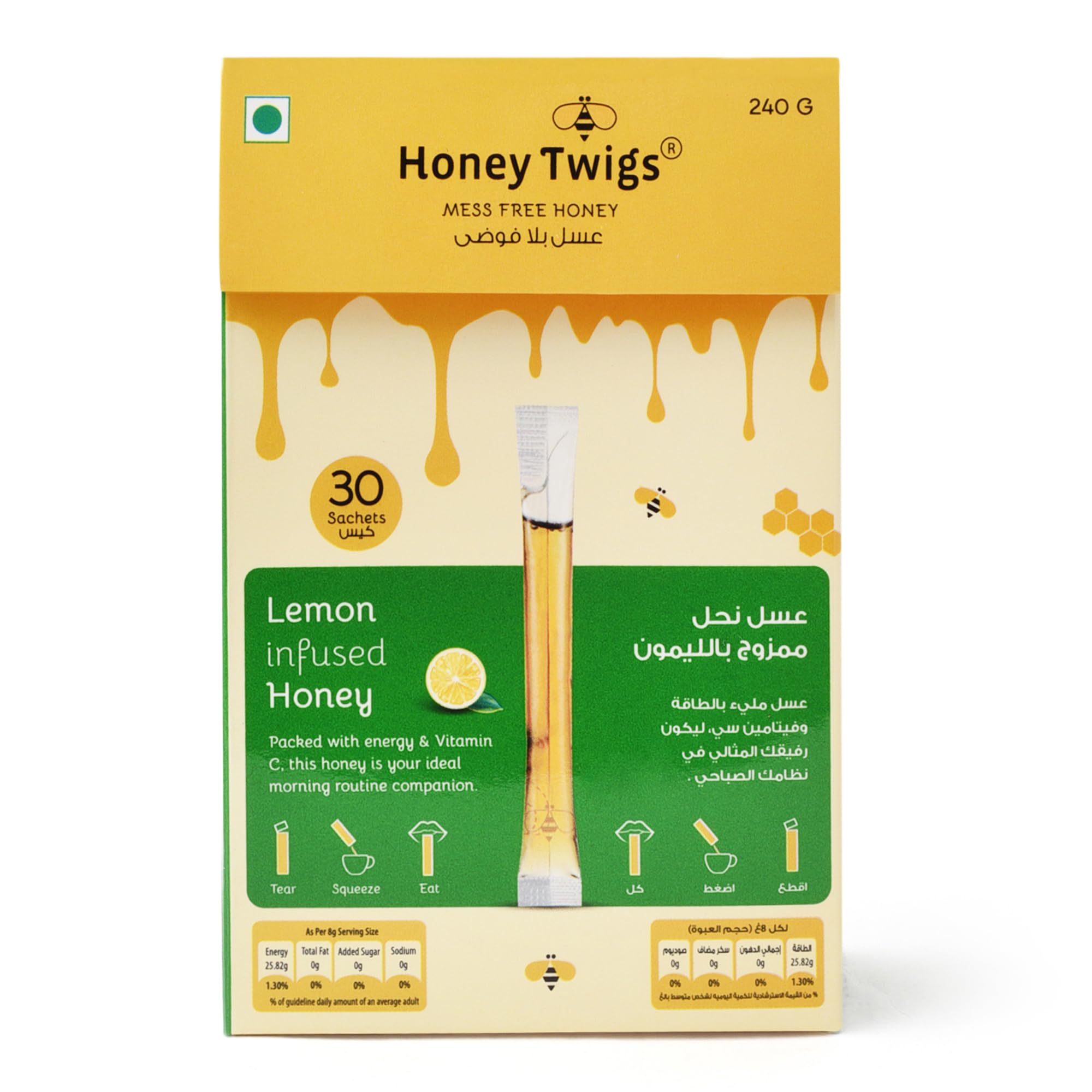 Honey TwigsLEMON INFUSED HONEY, 30 Twigs