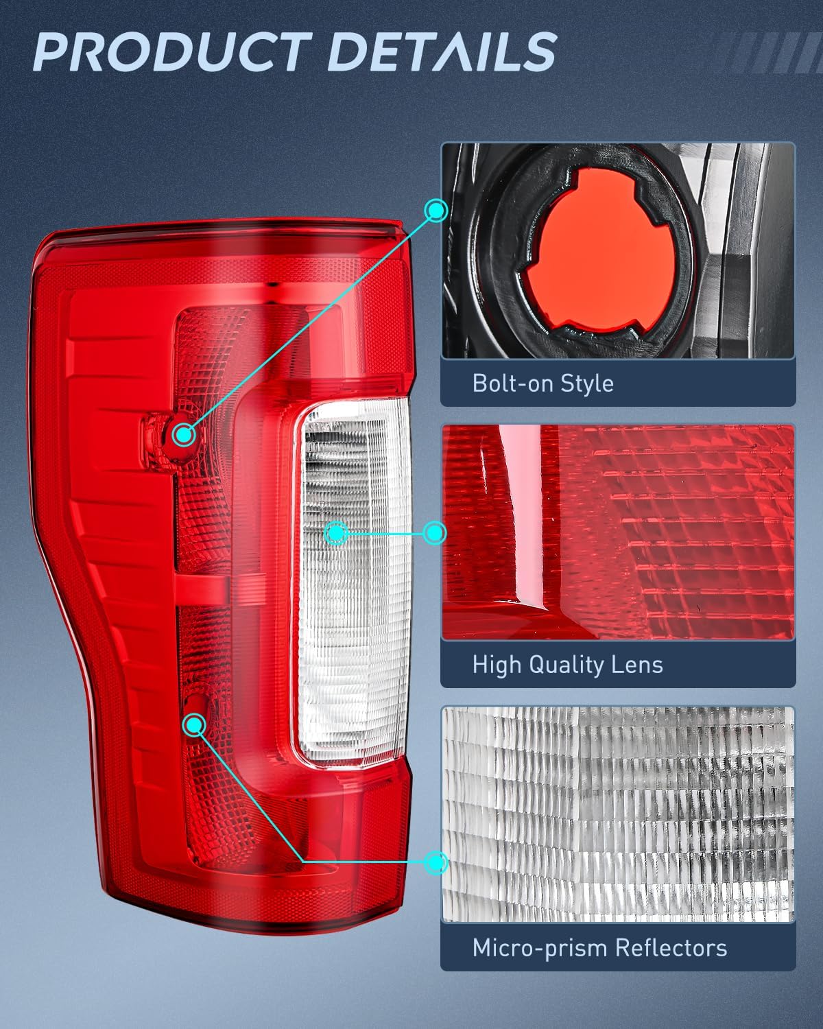 Nilight Taillight Assembly Compatible with 2017 2018 2019 Ford F250 F350 F-250 F-350 Super Duty Rear Lamp Tail Light Replacement OE Style Driver Side Red Lens