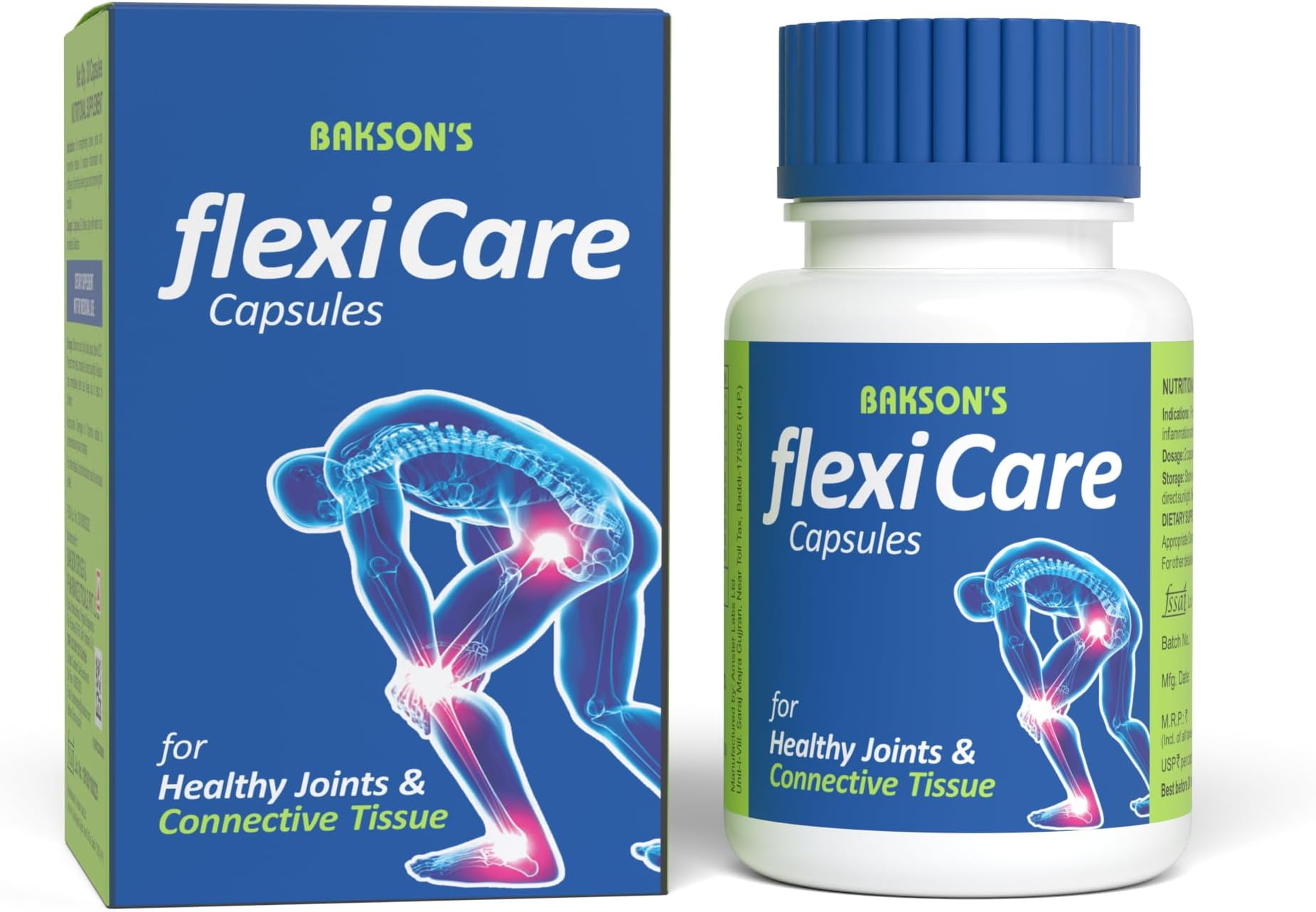 Flexicare Capsules For Strengthening Bones, Joints & Connective Tissues | Reduces Inflammation, Joint Stiffness, Improves Joint Mobility & Relieves Pain For Men & Women, 30 Capsules