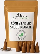 10 Natural White Sage Incense Cones + Incense Holder Included - Purifying and Relaxing Fragrance for Meditation and Zen Atmosphere - L'Artisan du Vert
