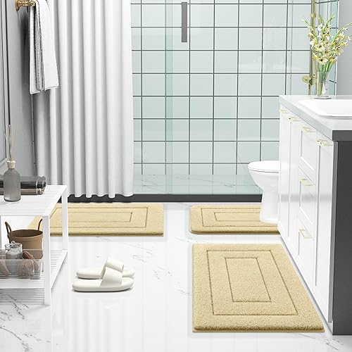 Miniatura 6 de Buganda Tapetes de baño, de 47 x 24 pulgadas, de microfibra suave y absorbente, antideslizante, lanudo y lavable a máquina, para suelo de baño,