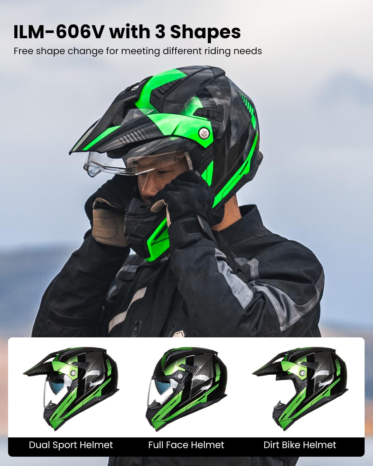 ILM Casque Moto Cross Homme Femme-Casque Moto Homologué ECE-Casque Cross Adulte avec Visière Dirt Bike ATV Modèle 606V