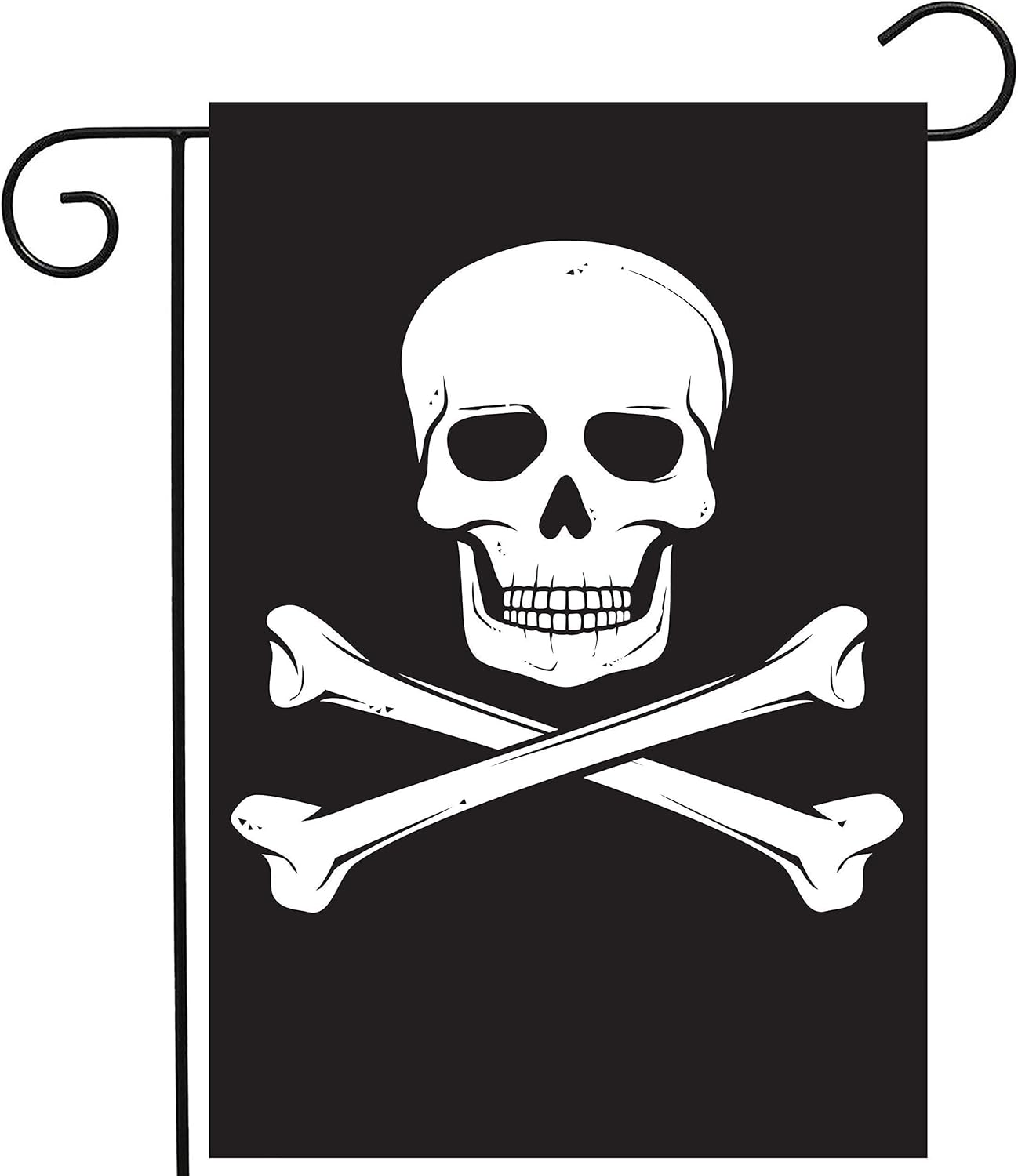 Biker Pirate Jolly Roger Skull House Flag 28" x 40" Double Sided, Polyester Caribbean Crossed Skeleton Welcome Yard Garden Flag Banners for Patio Lawn Home Outdoor Decor