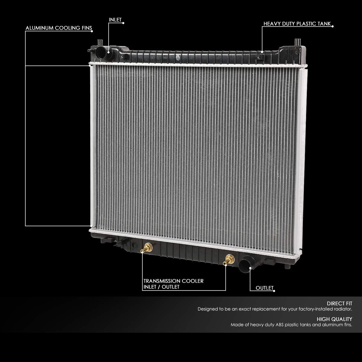 DNA Motoring OEM-RA-2977 Factory Style Aluminum Cooling Radiator Compatible with 04-14 E150 / E250 / Econoline, 04-18 E-350 / E-450 AT