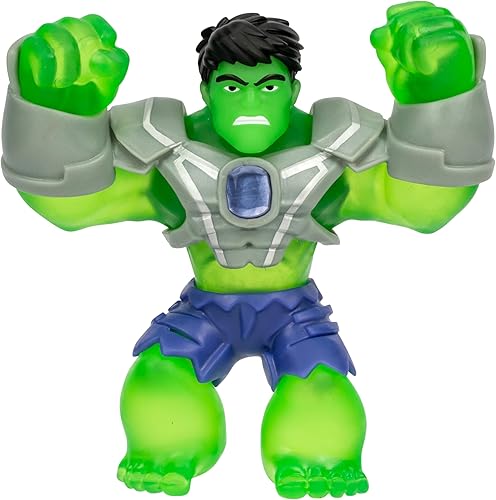 Heroes of Goo Jit Zu Marvel Infinity Armor Hulk, figura de acción elástica, súper elástica con relleno único de gel de poder, colecciona los 3