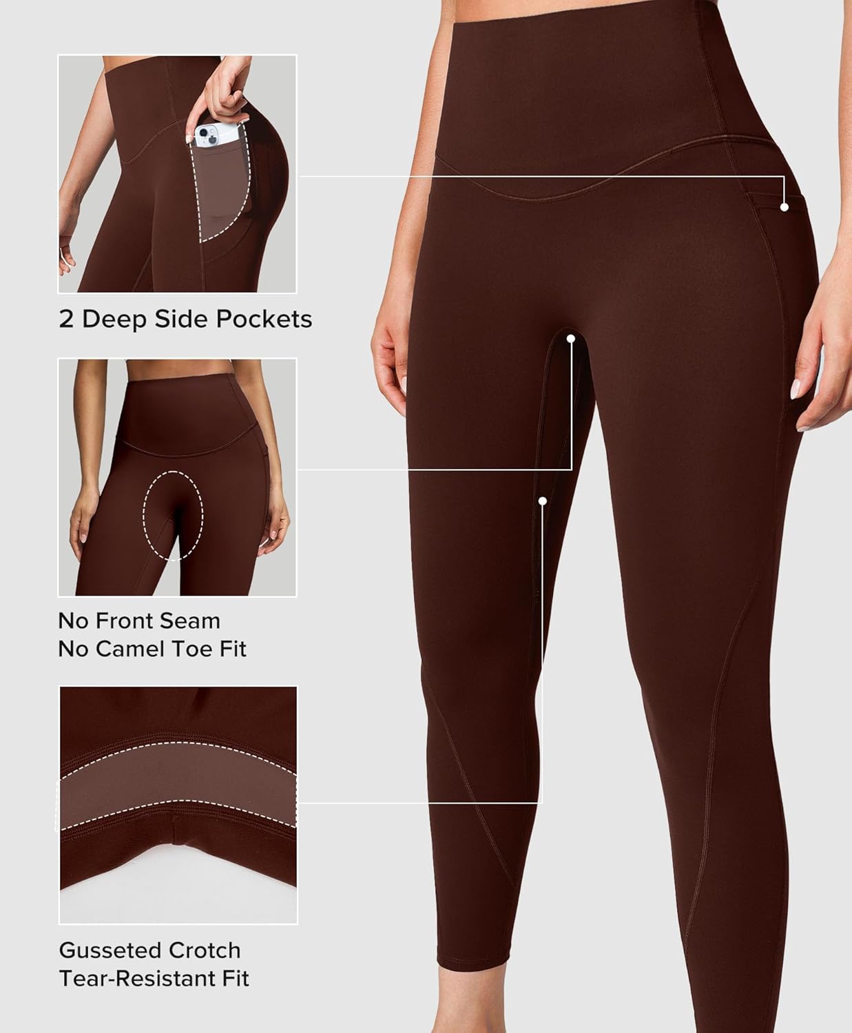 BRXL Scrunch Butt Lifting Leggings with Pockets for Women, 25" Tummy Control High Waisted No Front Seam, Workout Gym Leggings - Image 3