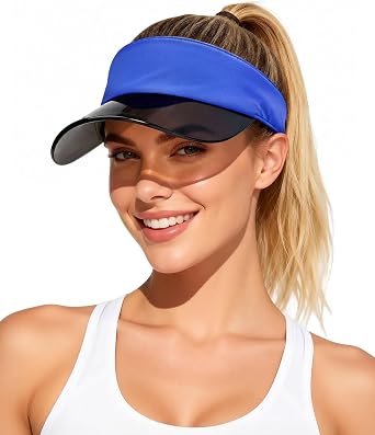 Transparent Sun Visor Hat for Women Men - UPF 50+ Clear Brim Adjustable Drawstring for Golf Tennis Pickleball