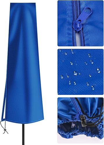 Miniatura 4 de Dafire Funda para sombrilla de patio de 7 a 9 pies, fundas de sombrilla de 5.6 ft (azul 420D), tela Oxford impermeable con cremallera, fundas de