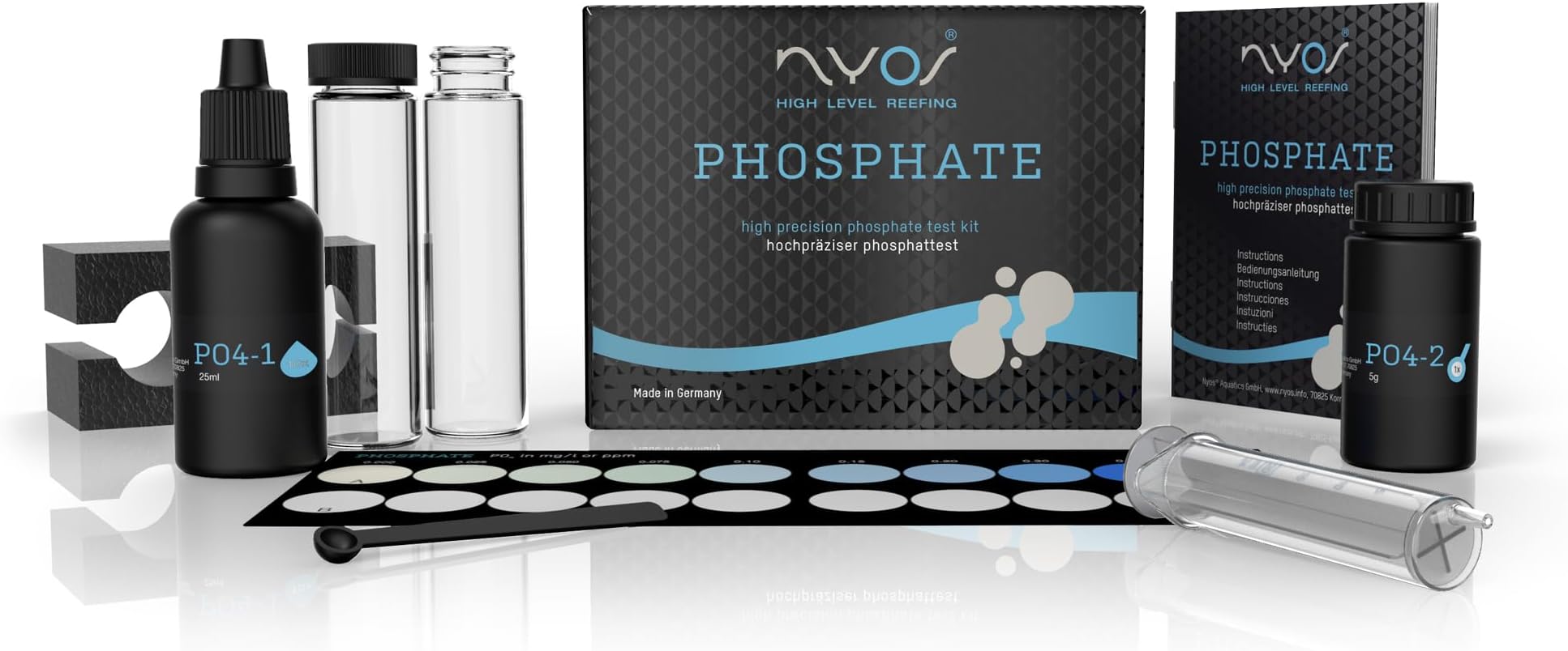 Phosphate Reefer Test Kit for Saltwater Aquariums - Ultra-Sensitive 0.025-1.00 mg/l PO4-50 Tests - Lab Grade - Glass Vials