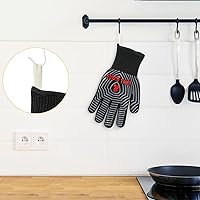 Vista 4 de QUWIN Guantes para barbacoa, guantes para horno, resistentes al calor extremo de 1472℉, guantes para parrilla de silicona antideslizantes