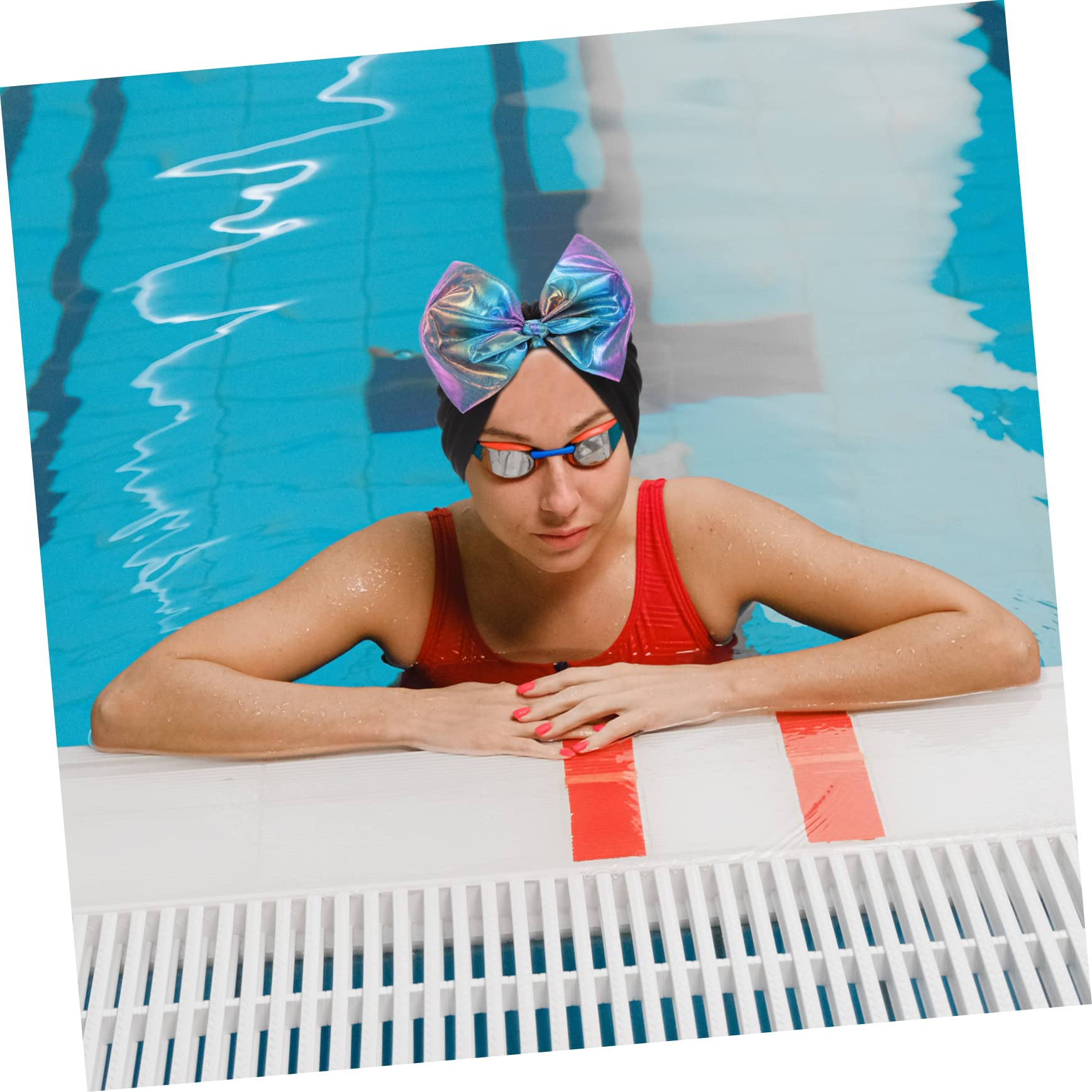 VANZACK 5pièces Bonnet De Natation Décoratif pour Adultes Chapeau Nylon Élastique avec Nœud pour Cheveux pour Piscine Natation
