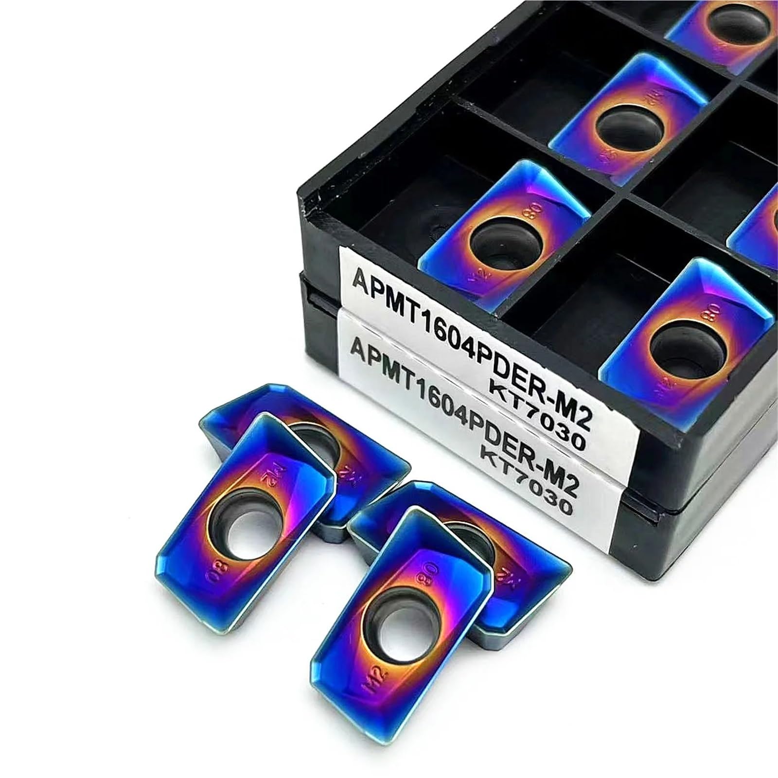 10 Uds. Inserto De Carburo Herramienta Corte Fresado Torno Azul Hoja CNC(APMT1604 H2 KT7030)