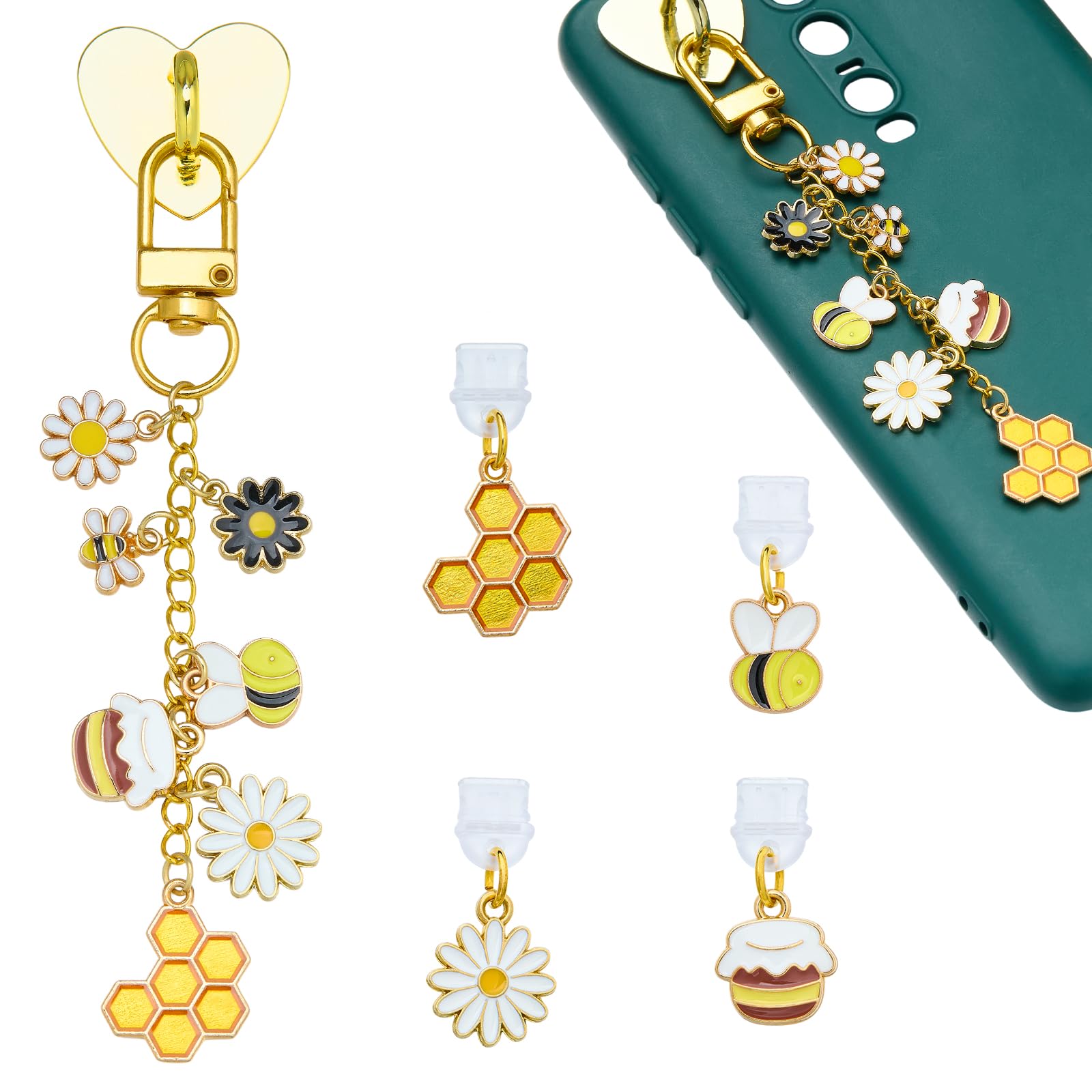 Pendentif de téléphone portable avec bouchon anti-poussière USB C assorti