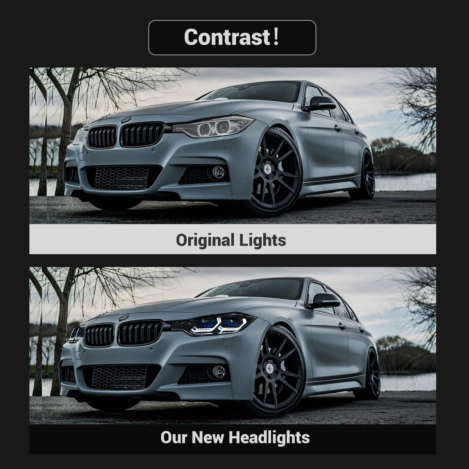 Headlight for 2013-2018 BMW F30 F31 3 Series 320i 328i 330i 340i 4dr Sedan M4 Style Head Lights Assembly with Sequential Turn Signal Passenger & Driver Side Head Lamp(Halogen Model)
