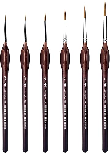 XDT#729 - Juego de 6 pinceles con mango triangular #00000#000#0#2#4#6, pintura de detalles finos, modelos a escala, aceite acrílico para acuarelas