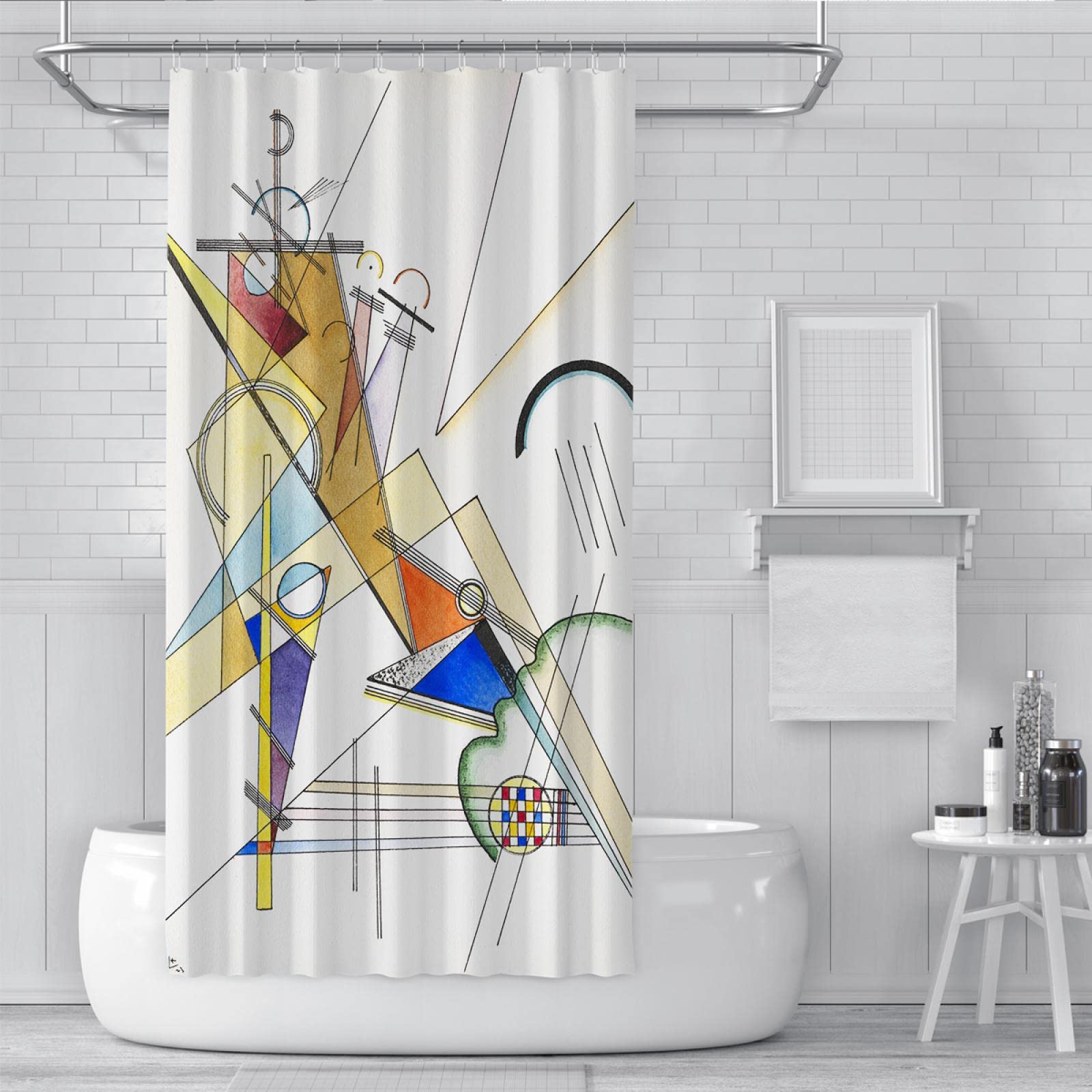Kolorowa linia zasłona prysznicowa boho zasłony prysznicowe z 12 haczykami biała zasłona do wanny prosty design zasłona do łazienki dekoracja 200 szer. x 200 dł