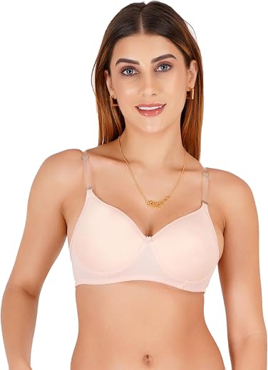 Liigne Women Everyday Padded Bra with Transparent with Bra Color Strap (Pack of 1)