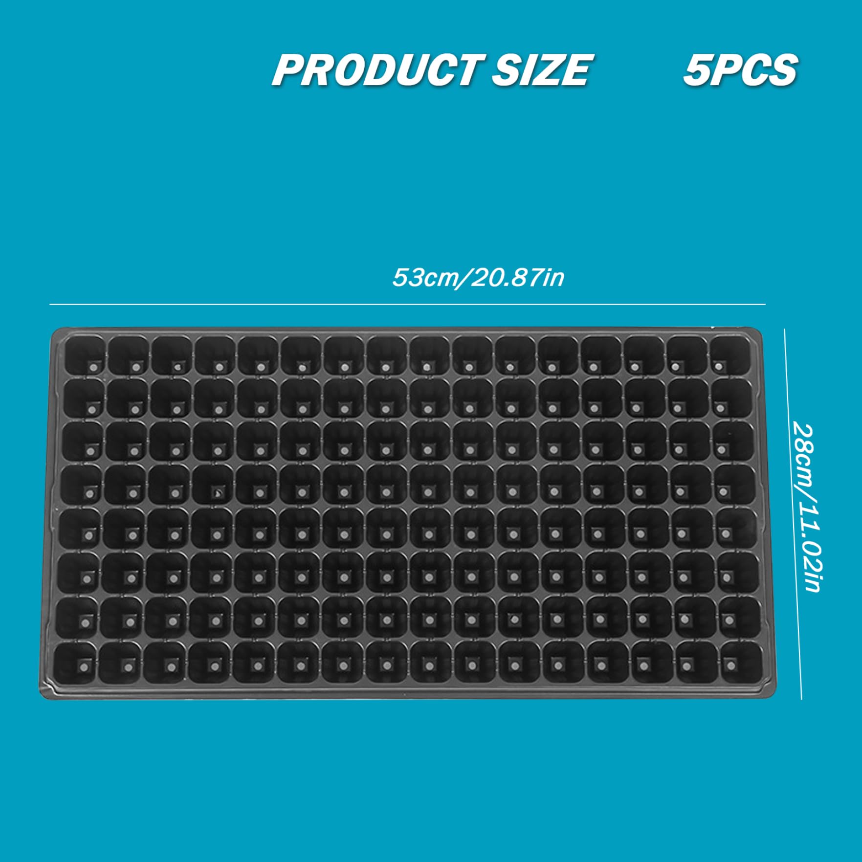 Plateaux de semis 200 cellules 53 x 28 x 3.6 cm Noir Réutilisables