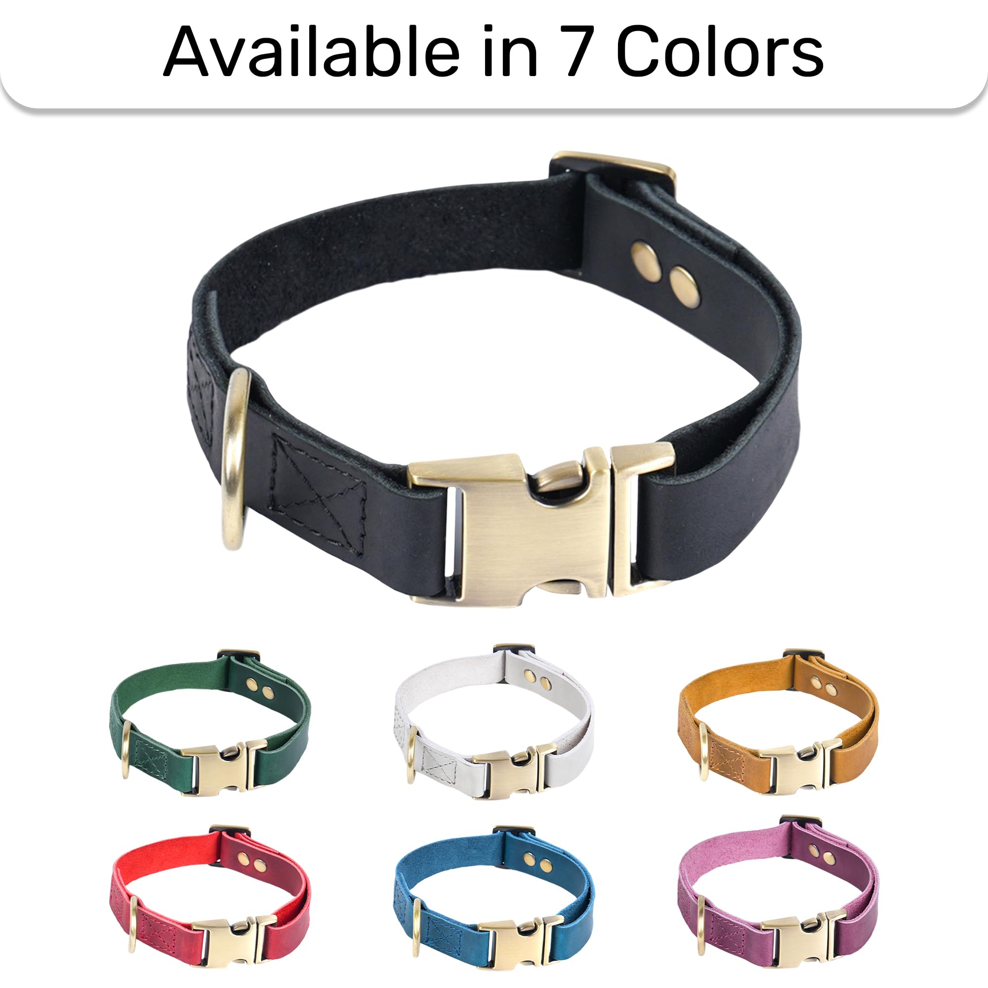 HIFA Collar de piel auténtica para perro, suave al tacto, estilo retro vintage, fácil ajuste, hebilla de liberación rápida duradera, collar para perros y gatos, collar de cuero para gatos