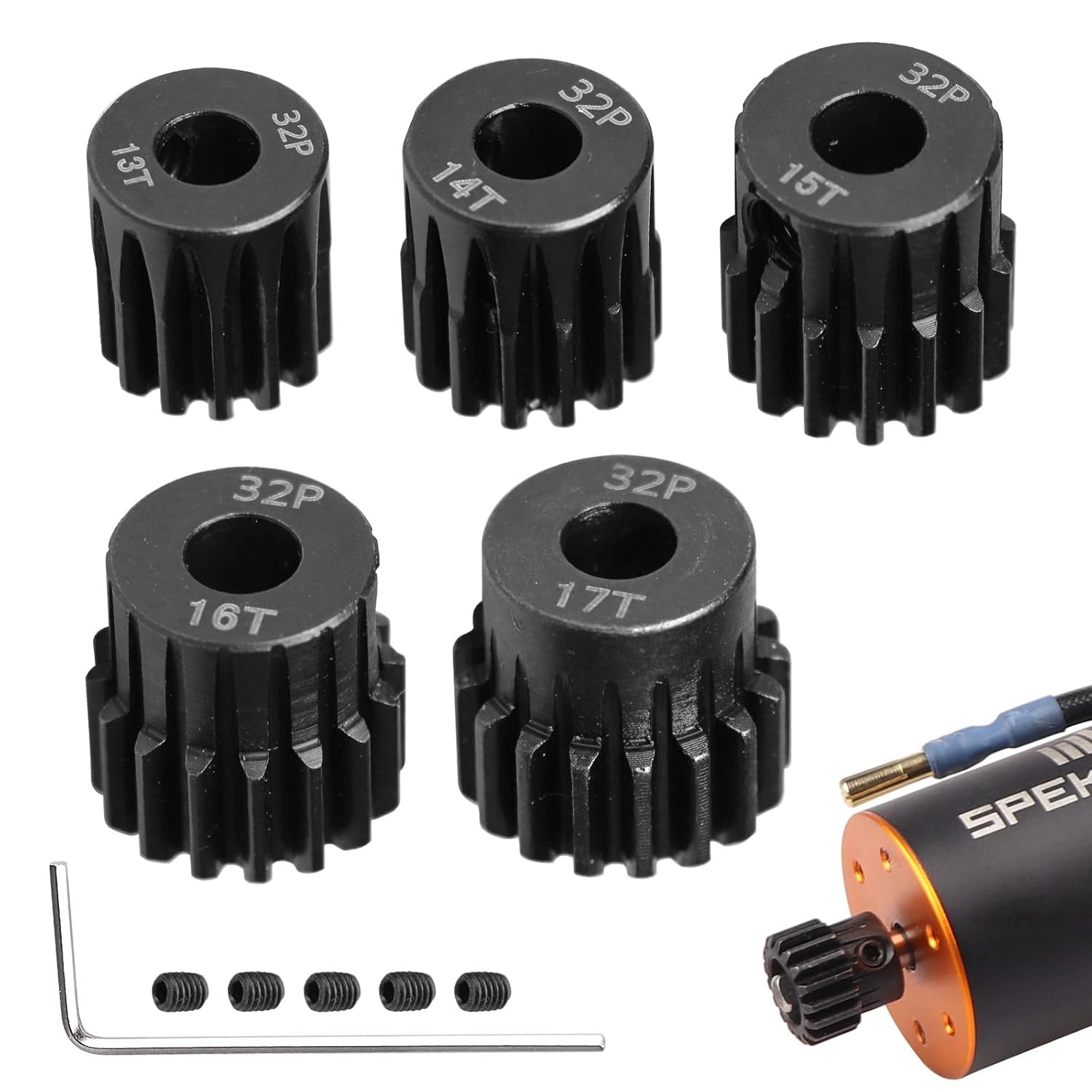 Jeu D'engrenages En Acier Pour Voiture RC Traxxas 1/8 - Pignons Mod .8 32P, Tailles 13T à 17T, Pour Slash