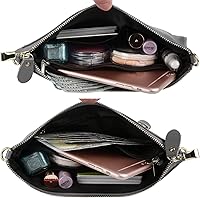 Vista 6 de YALUXE Clutch Wristlet - Cartera de piel auténtica con bloqueo RFID y cadena de hombro