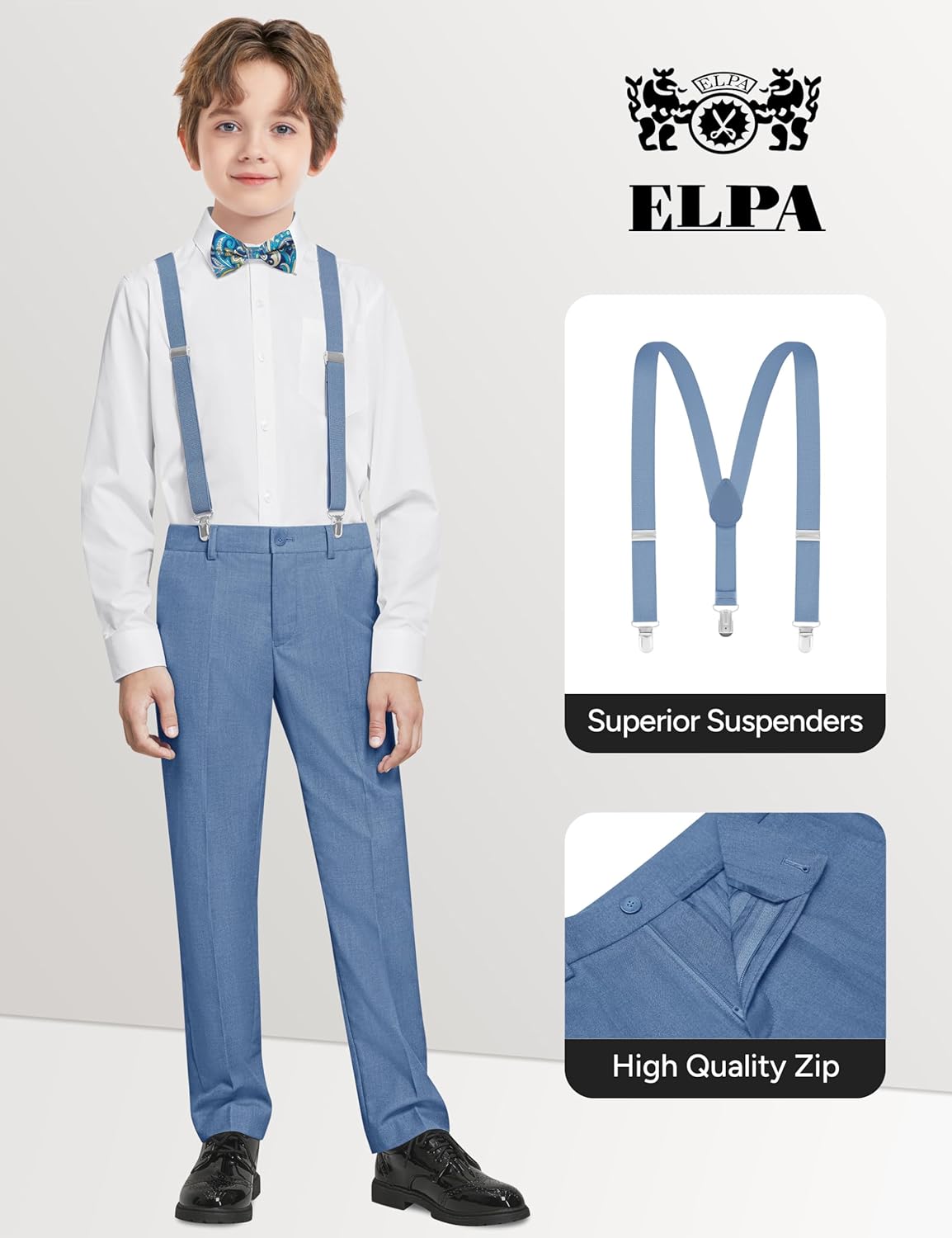ELPA ELPA BORN FOR ALL WONDERFUL THINGS Boys' Formal Suit Vest Set with Suspenders