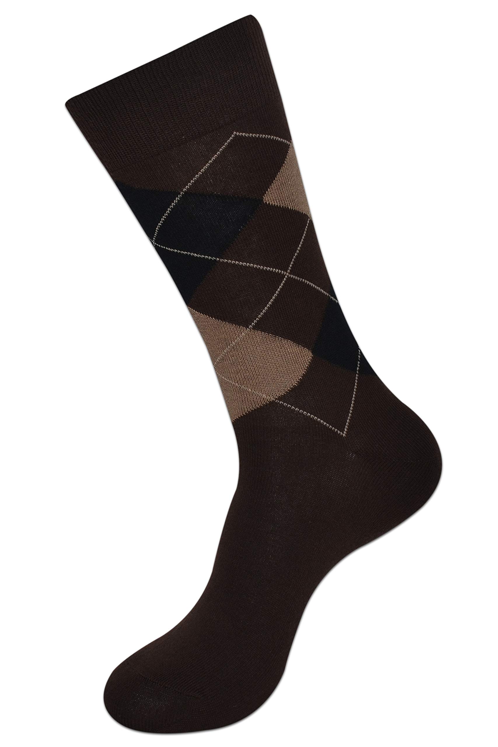 BALENZIA SocksXpress Men's Classic Argyle Socks- (Multicoloured) (Black,D.Grey,Brown) 2