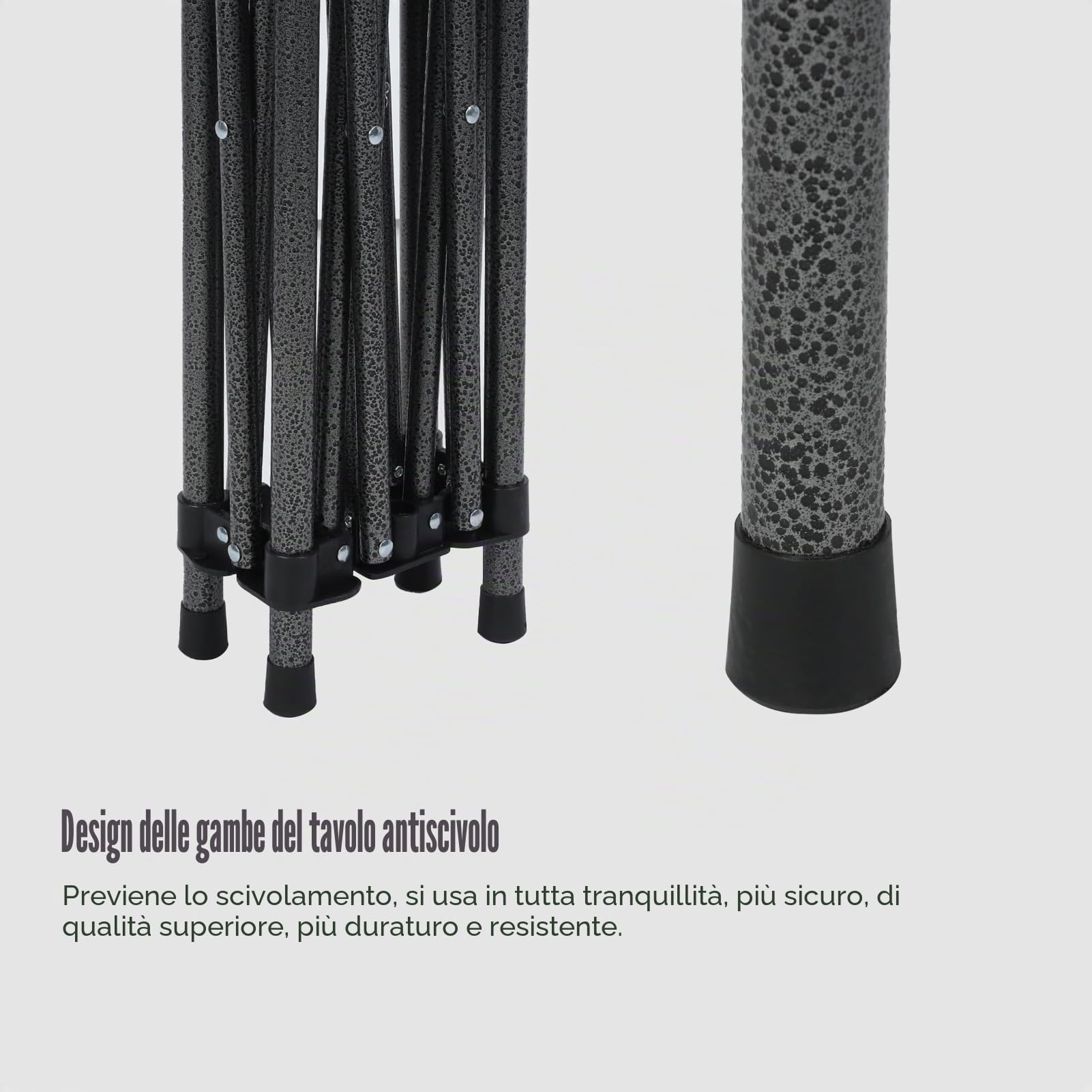 Set di tavolo e sedie da campeggio, tavolo e sedie da picnic pieghevoli, in metallo, portatili, 4 sedie, con grande organizer e borsa per il trasporto, per picnic, campeggio, barbecue, nero
