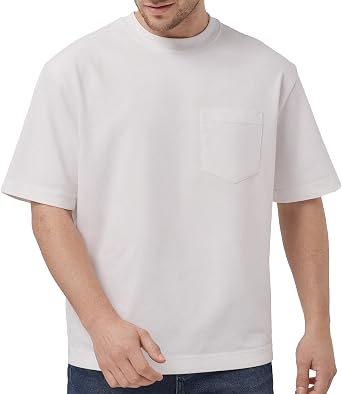 Heavyweight Cotton Pocket Tee Boxy Fit Crewneck - Premium Blank for Printing Oversized Thick T Shirts