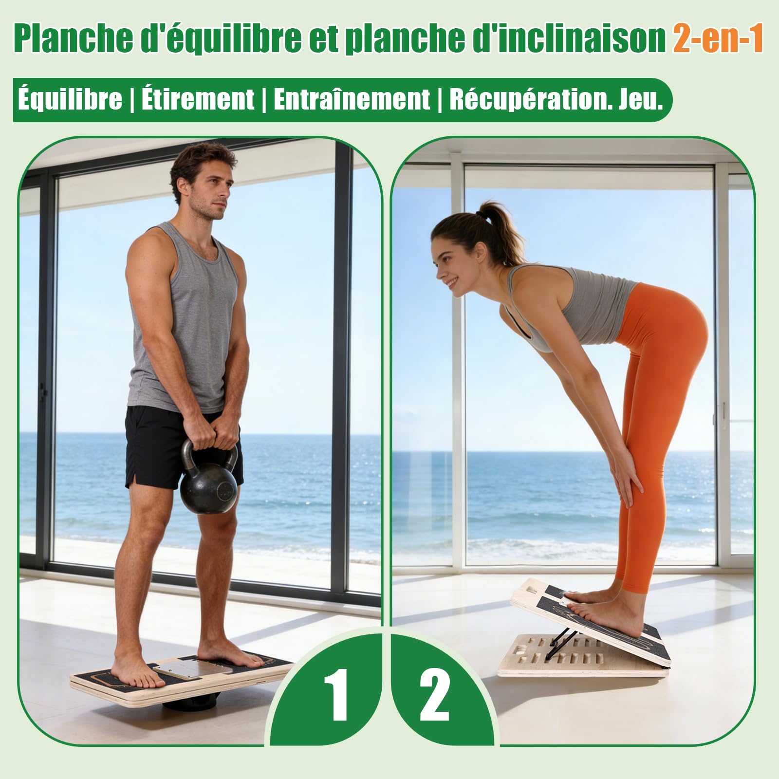 2 in 1 Planche Equilibre Inclinée Kiné 12 angles et 3 labyrinthes