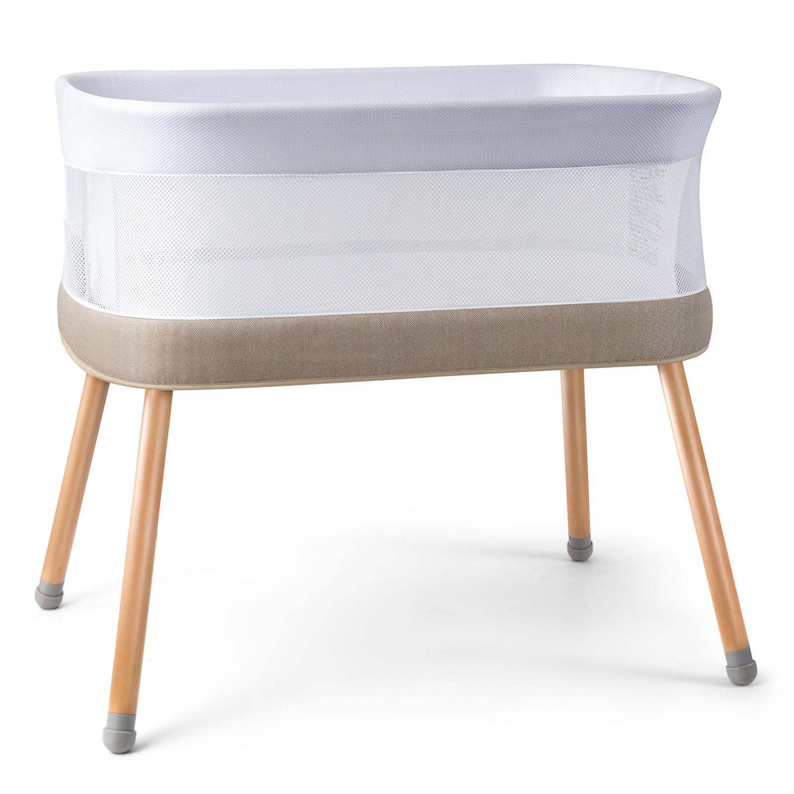 Rocking Bassinet for Baby 3 Speeds Electric Bedside Sleeper with White Noise, Automatic Bedside Crib for Newborn, Brownish-Yellow