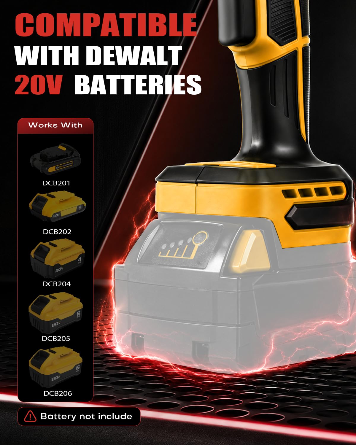 Soffiatore per foglie senza fili, per DeWalt 20 V batteria, portatile, professionale, con motore ad alta velocità, per la pulizia del patio, la cura del prato, soffiaggio di foglie e polvere (senza