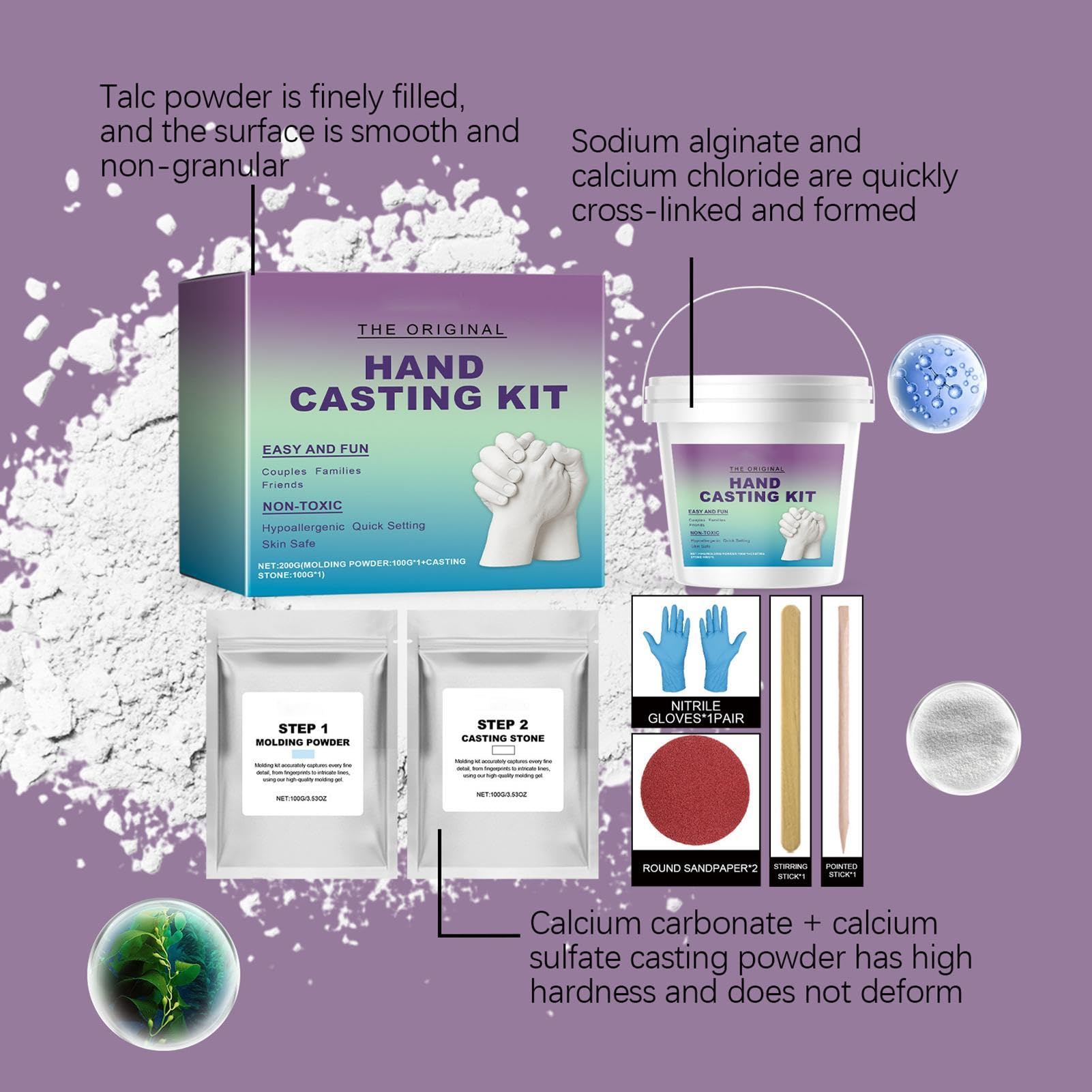 Generico Kit per Calco Mani Strumento per Calco in Gesso Romantico | Kit per Calco Mano Famiglia Regalo Ideale per Famiglia Fidanzato Fidanzata San