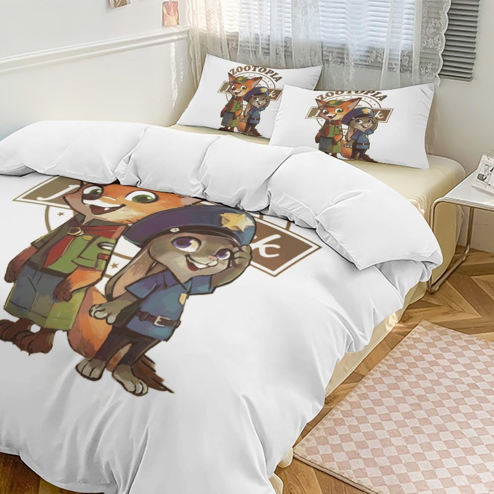 ズートピア　ボア布団カバー　掛け布団カバー 毛布 布団カバー 裏ボア ポリエステル もこもこ シングル セミダブル