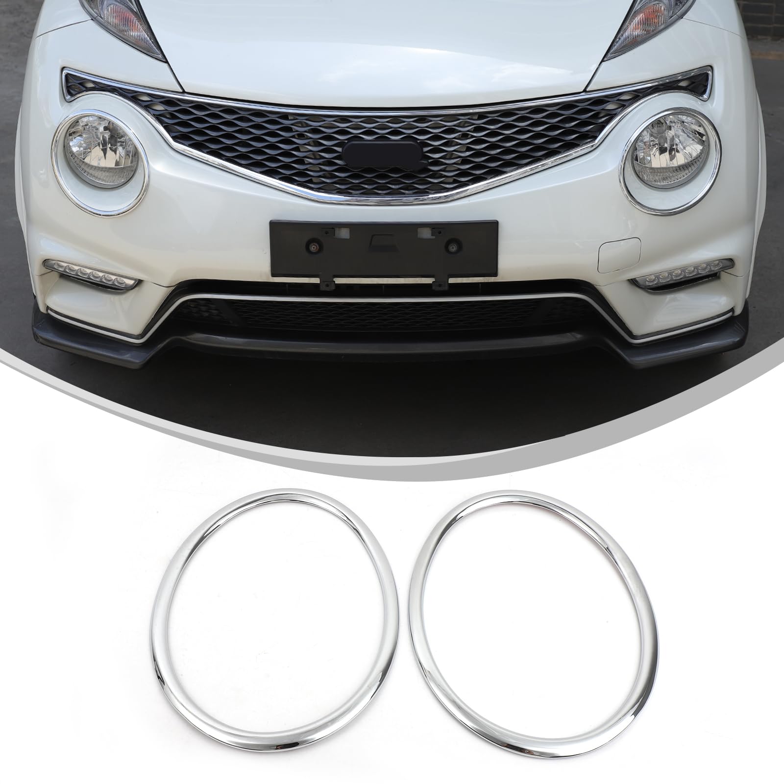 2 mini anelli decorativi per fari compatibili con Nissan Juke/Infiniti ESQ a partire dall'anno modello 14+ anello decorativo per fari