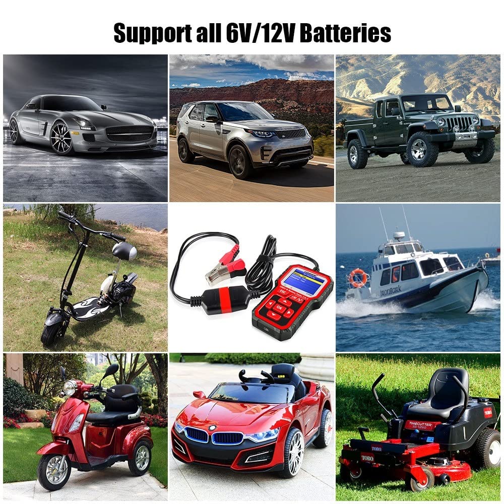 Comprobador de baterias de coche Kw681 Probador de batería de coche 6V-12V Analizador de batería for automóvil Herramienta de diagnóstico automático 2 IN1 2000 Cca Probador de carga de la batería OBD2