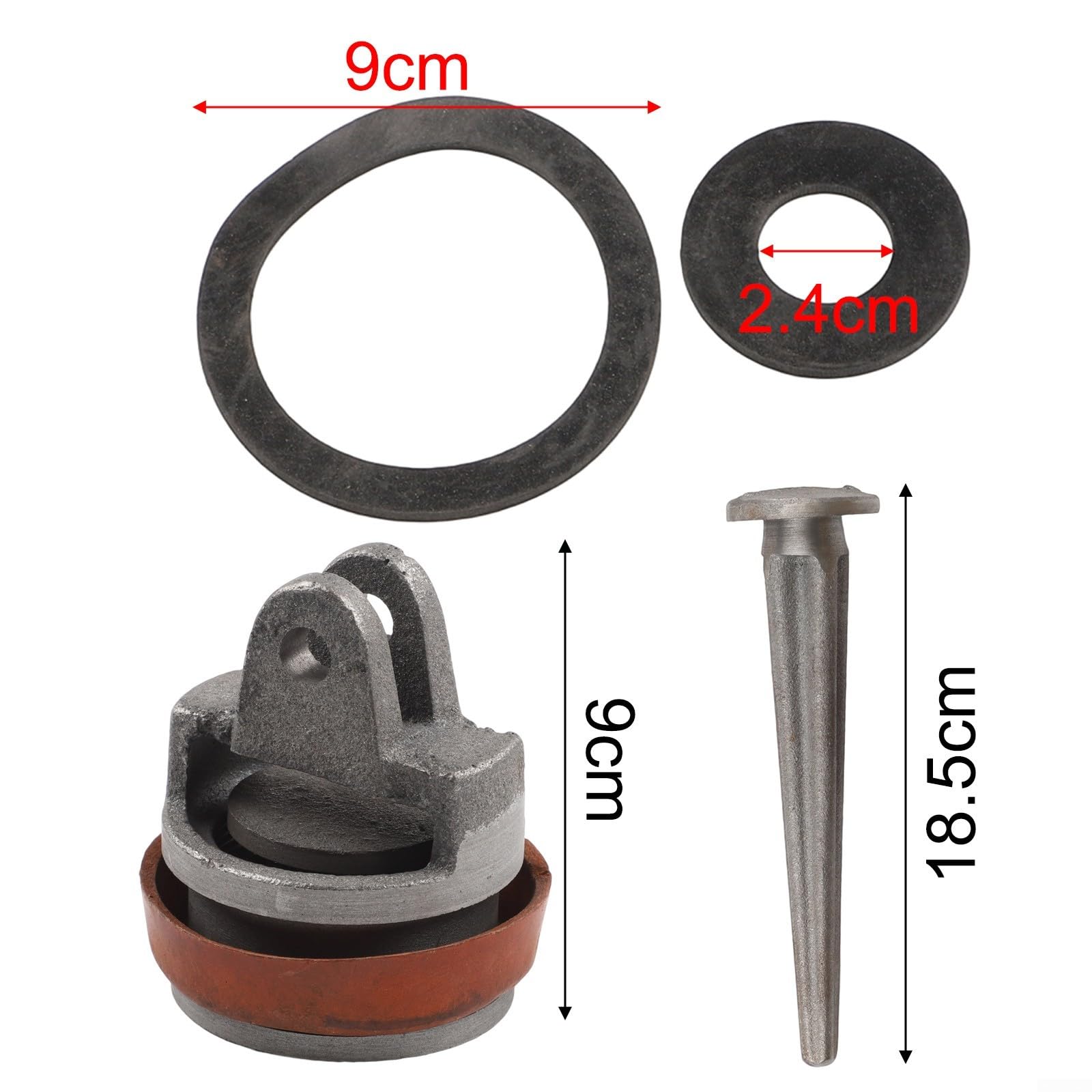 Ersatzkolben Set für Typ 75 Handpumpe, Gusseisen Kolben mit Stechventil, Dichtungsring aus Kunstleder und Bolzen, Reparaturkit für Gartenpumpen, Grau