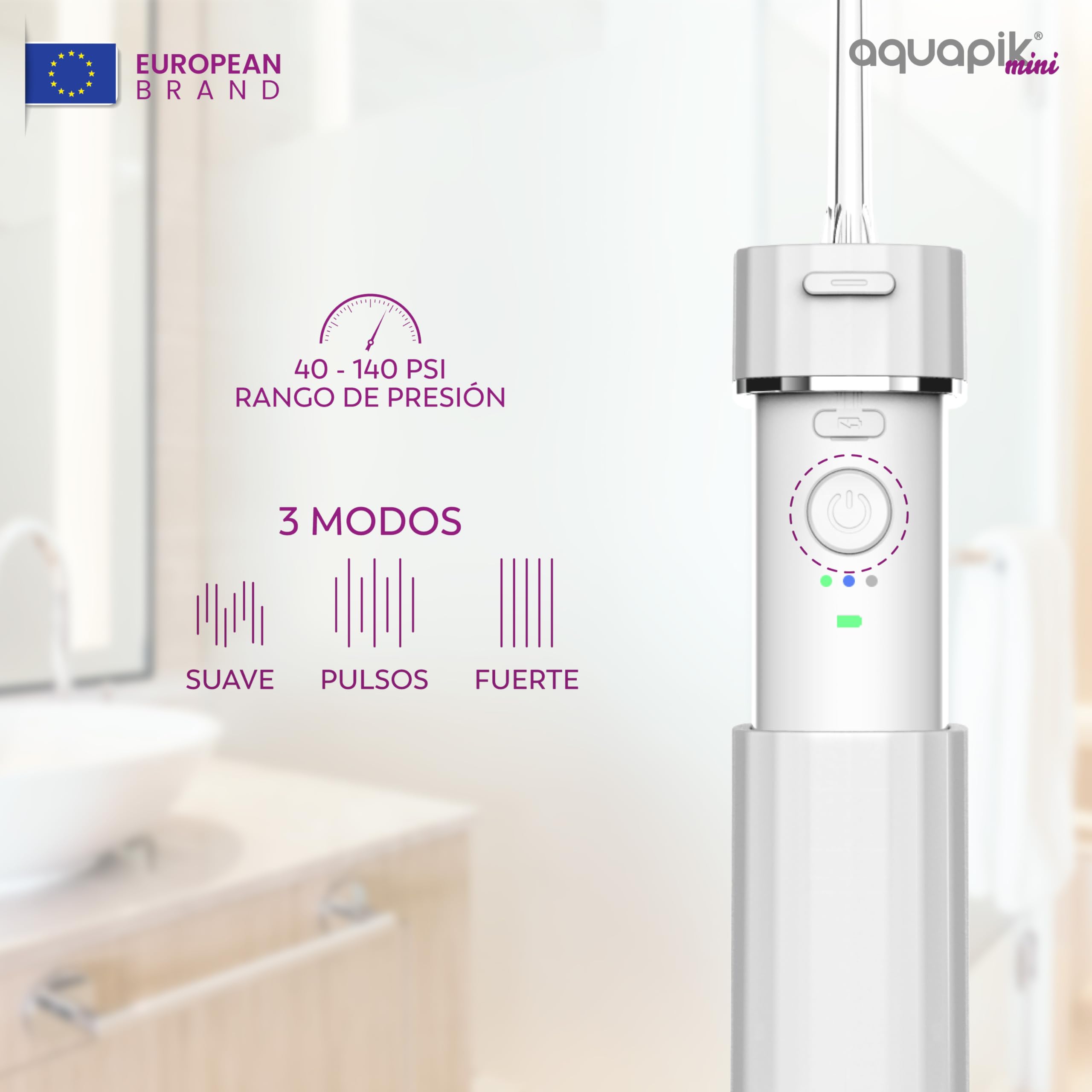 Compra Inteligente: Aquapik® Travel Irrigador dental + Aquapik® Mini en un Pack | Ahorra y Cuida Tu Salud Bucal en Casa y Viaje |Cubre diferentes necesidades bucales (Blanco)