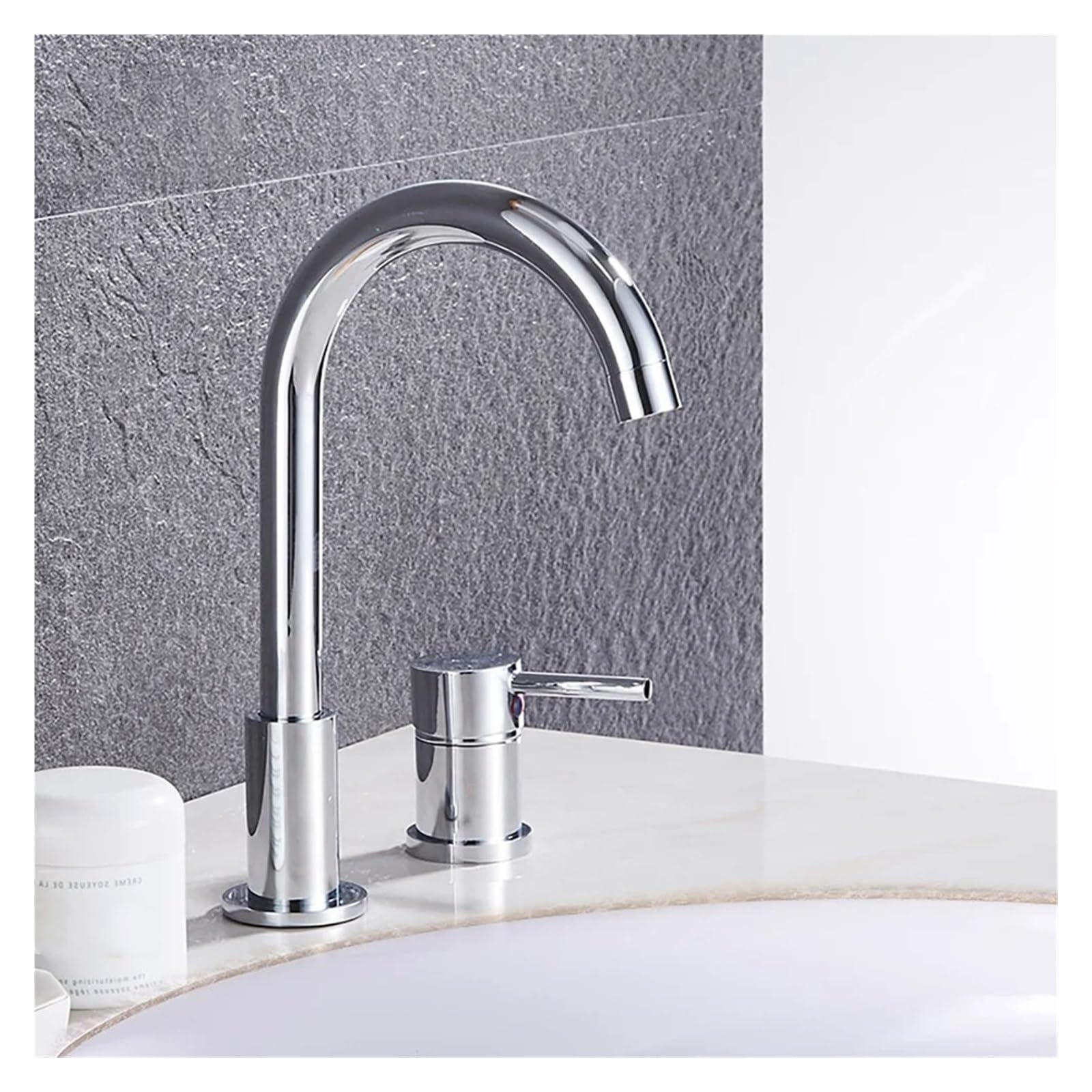 Robinet de lavabo de salle de bain à deux trous avec bec pivotant pratique