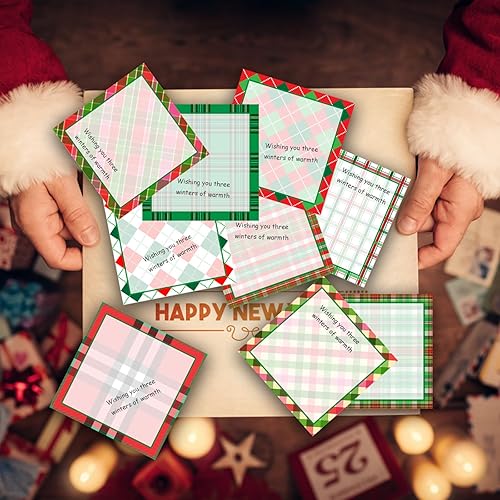 Miniatura 5 de 9 notas adhesivas a cuadros de Navidad, diseño de cuadros de Navidad, bloc de notas autoadhesivas, notas adhesivas vintage para escuela, oficina,